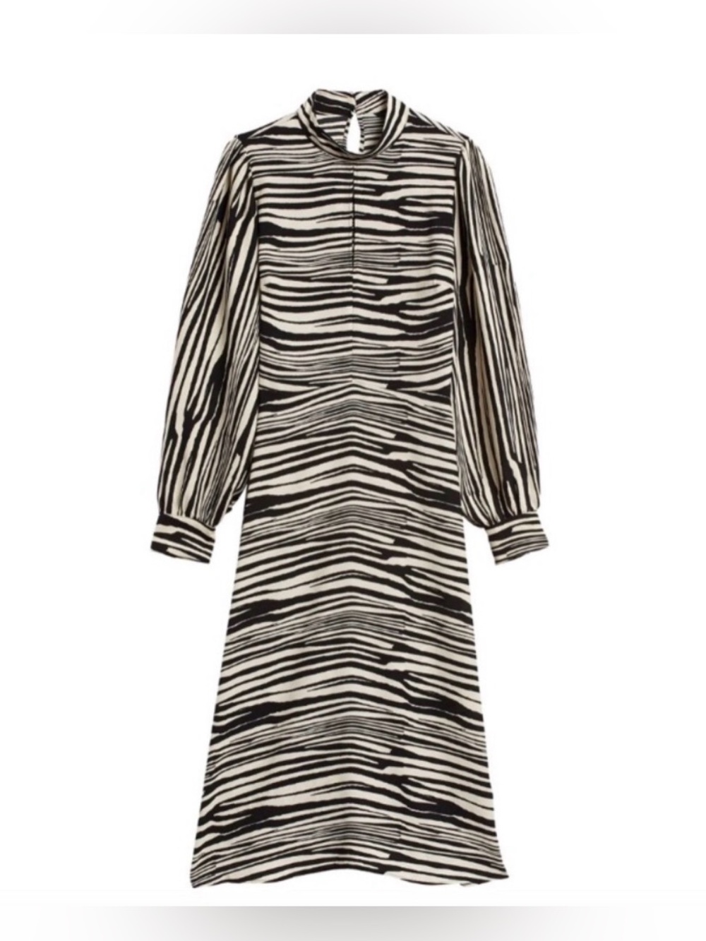 NWT BANANA REPUBLIC Zebra Print Mock Neck Midi Dress Size 14 Large